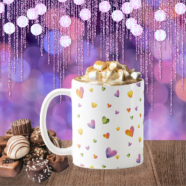 Sweet Watercolor Rainbow Heartern Muster Kaffeetasse