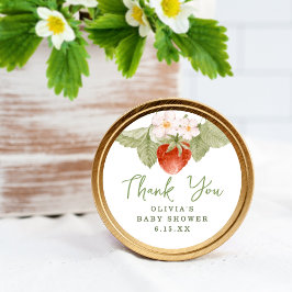 Sweet Watercolor Strawberry Baby Shower Favor Runder Aufkleber