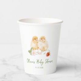 Sweet Watercolor Strawberry Chicks Baby Shower Pappbecher