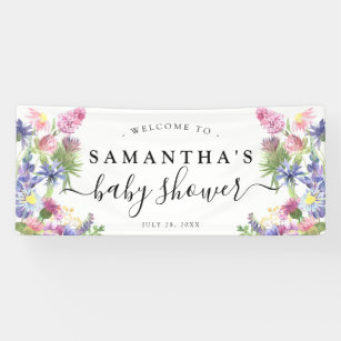 Sweet Watercolor Wildblume Baby Shower Banner
