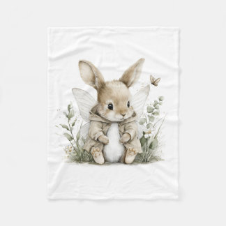 Sweet watercolour fairy bunny illustration fleecedecke