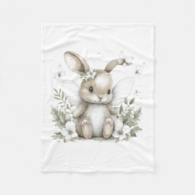 Sweet watercolour fairy bunny illustration fleecedecke (Vorderseite)