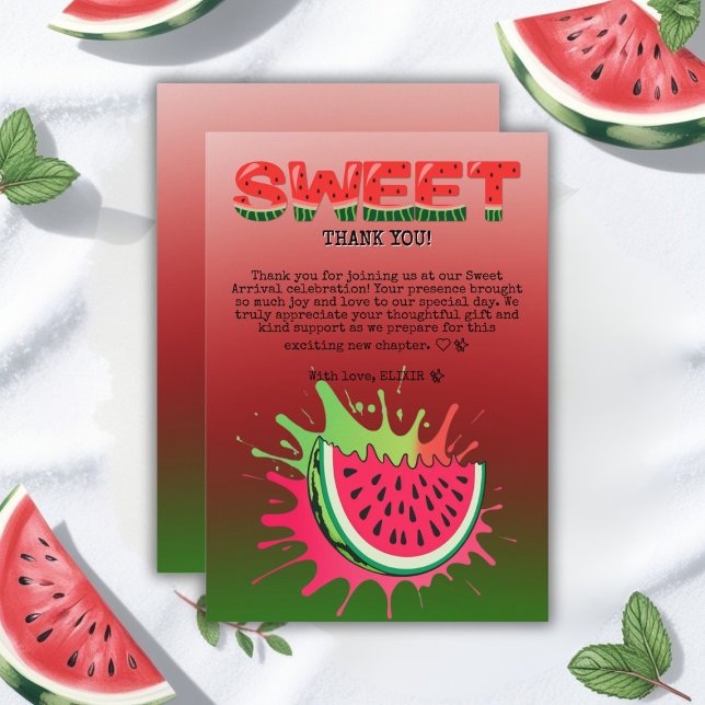 Sweet Watermelon Baby Dusche Dankeskarte (Von Creator hochgeladen)