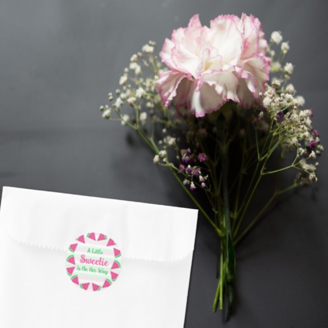 Sweet Watermelon Baby Dusche Runder Aufkleber (Von Creator hochgeladen)