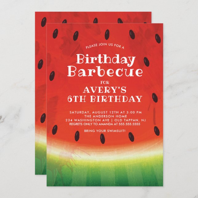 Sweet Watermelon FOTO Geburtstag Einladung (Vorne/Hinten)