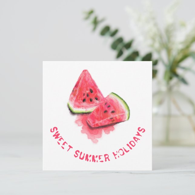 Sweet Watermelon Summer Holiday Card Individueller (Stehend Vorderseite)