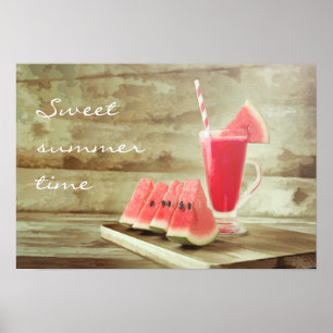 Sweet Watermelon Time - Rustic Summer Poster