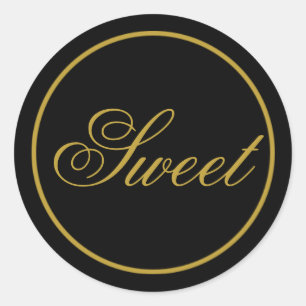 "Sweet" Wedding Sticker - Black Gold