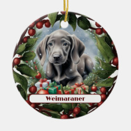 Sweet Weimaraner Puppy Custom Christmas Keramik Ornament