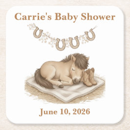 Sweet Western Baby Boots and Foal Baby Shower Rechteckiger Pappuntersetzer