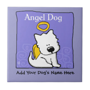 Sweet Westie Dog Angel Memorial Fliese