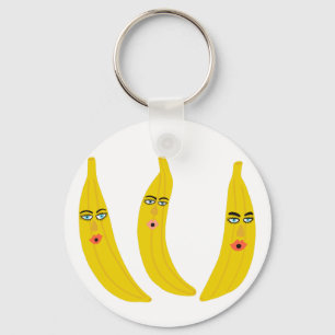 Sweet Whimsical Banana Trio Fruity Fun Schlüsselanhänger