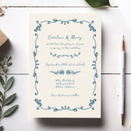 Sweet Whimsical Handwritten Illustrated Wedding Einladung