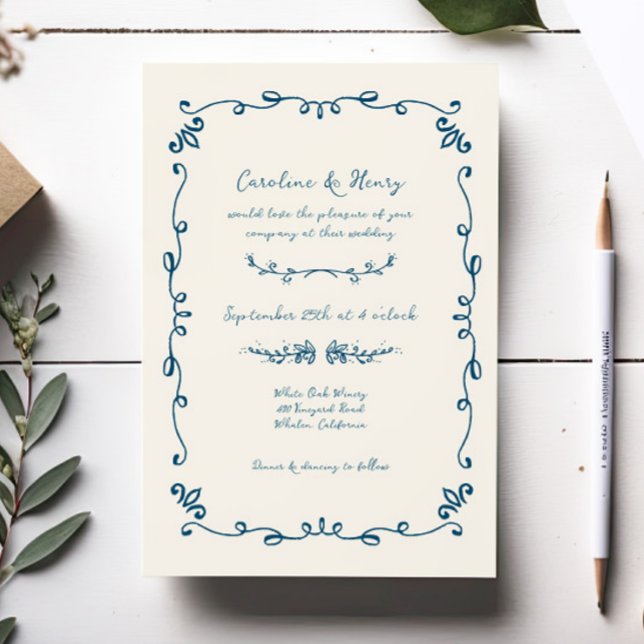 Sweet Whimsical Handwritten Illustrated Wedding Einladung (Von Creator hochgeladen)