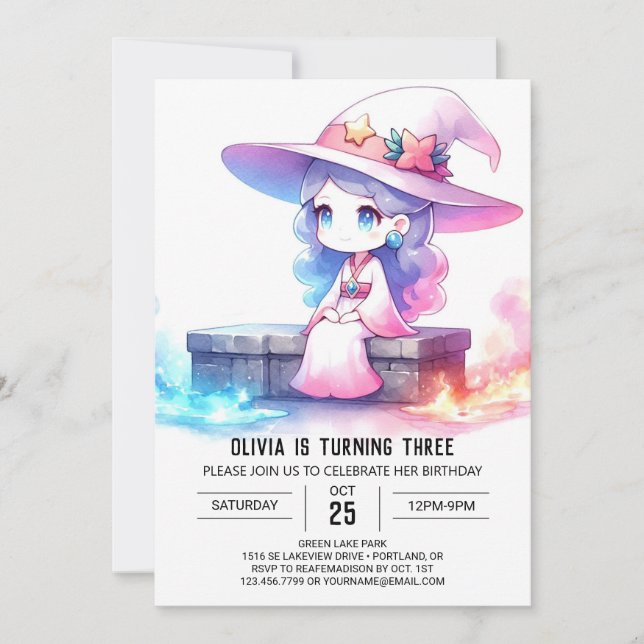 Sweet Whimsical Wizard Geburtstag Einladung (Vorderseite)