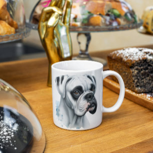 Sweet White Boxer Dog in Watercolor Kaffeetasse