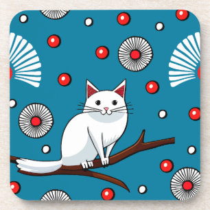 Sweet White Cat Japanischer Stil Getränkeuntersetzer