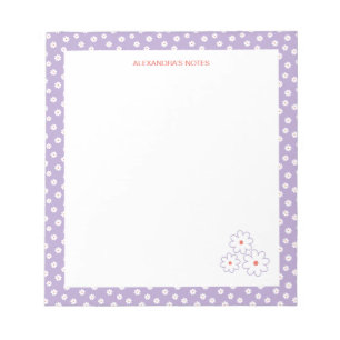 Sweet White Daisies Blumenmuster Personalisiert Notizblock