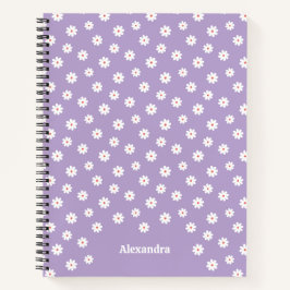 Sweet White Daisies Blumenmuster Personalisiert Notizbuch