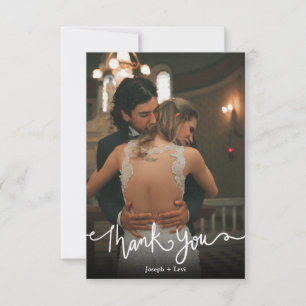 Sweet White Text Calligraphy Wedding Vielen Dank Dankeskarte