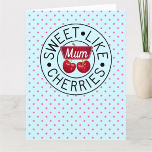SWEET WIE CHERRIES MUM Retro Vintage Briefmarke bl Karte