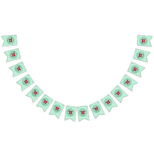SWEET WIE CHERRIES Retro Vintage Briefmarke auf Gr Wimpelkette