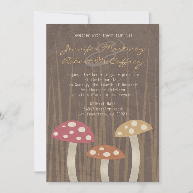 Sweet Wild Mushroom Hochzeitseinladungen Einladung (Vorderseite)