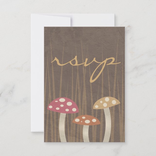 Sweet Wild Mushroom Wedding RSVP Replik Card Karte (Vorderseite)