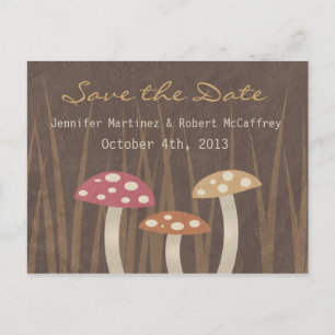Sweet Wild Mushroom Wedding Save the Date Postcard Ankündigungspostkarte