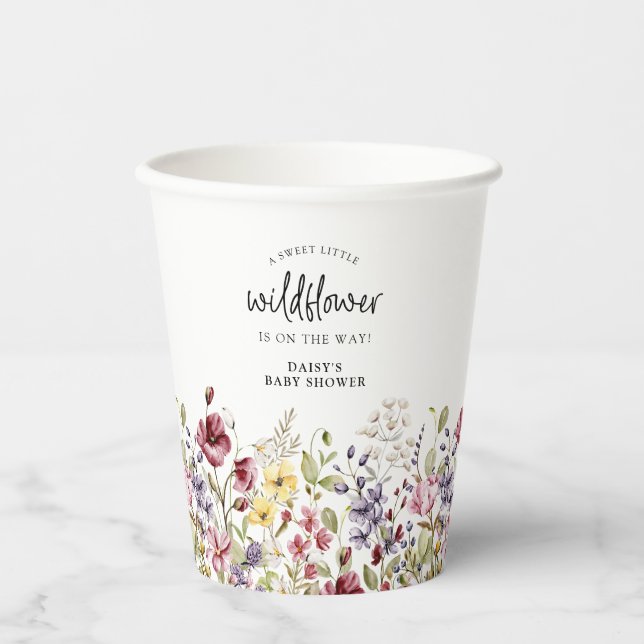 Sweet Wildblume Babydusche Pappbecher (Vorderseite)