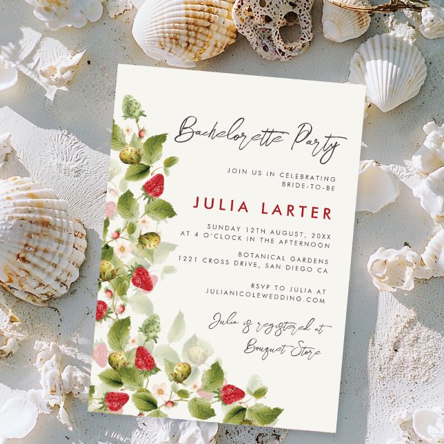 Sweet Wildblumen Erdbeere Junggeselinnen-Abschied Einladung (Von Creator hochgeladen)