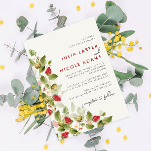 Sweet Wildblumen Erdbeere Polterabend Einladung