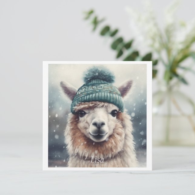 Sweet Winter Alpaca, Brauch Einladung (Stehend Vorderseite)