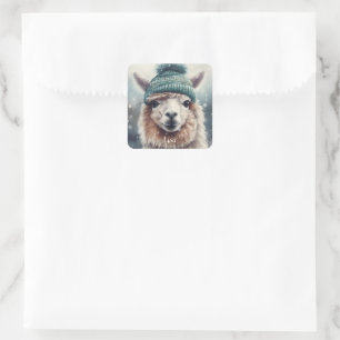 Sweet Winter Alpaca, Brauch Quadratischer Aufkleber