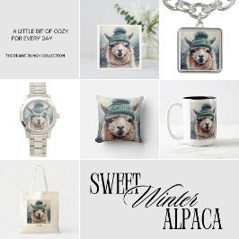 Sweet Winter Alpaca, Brauch Quadratischer Aufkleber