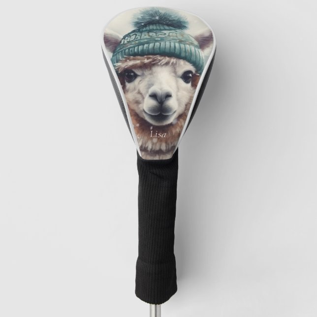 Sweet Winter Alpaca, custom Golf Headcover (Vorderseite)