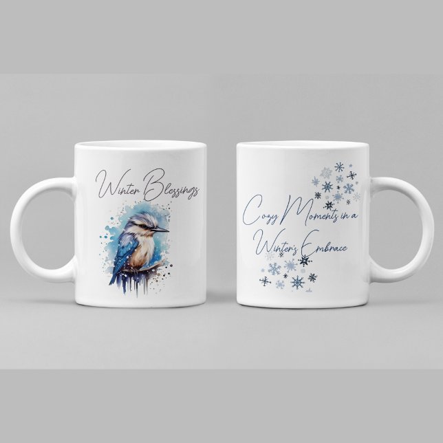 Sweet Winter Bird Cosy Watercolor Zweifarbige Tasse (Von Creator hochgeladen)