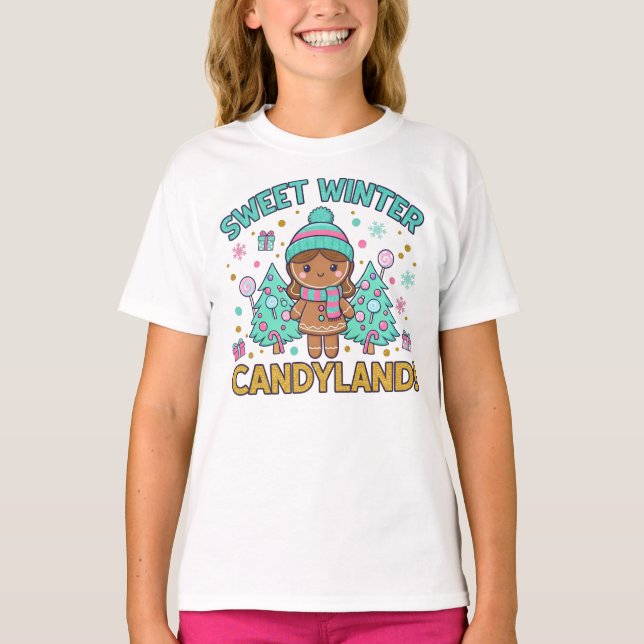Sweet Winter Candyland Gingerbread Christmas T-Shirt (Vorderseite)