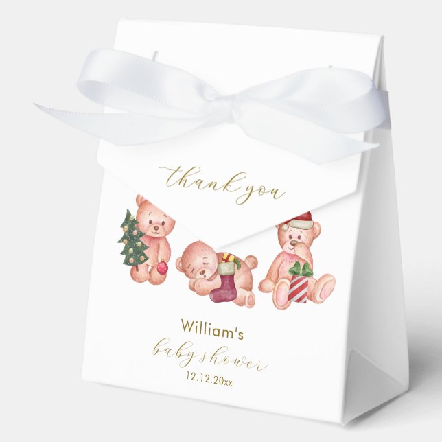 Sweet Winter It's Cold Outside Bear Baby Shower  Geschenkschachtel (Vorderseite)