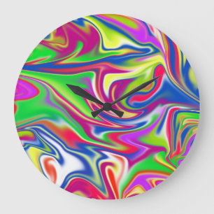 "Sweet Wirbel: The Bubblegum Marble Delight" Große Wanduhr