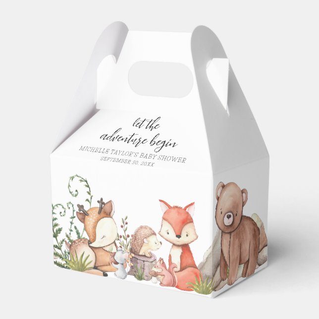 Sweet Woodland Animal Baby Dusche Geschenkschachtel (Vorderseite)