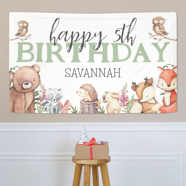 Sweet Woodland Animal Birthday Party Banner (Von Creator hochgeladen)