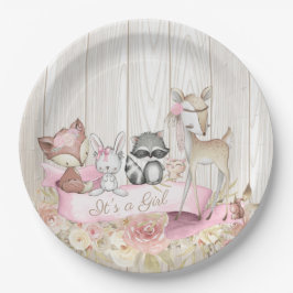 Sweet Woodland Animal Girl Baby Dusche Pappteller