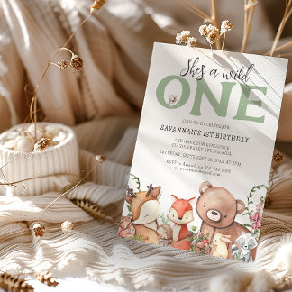 Sweet Woodland Animal Kindergeburtstag Party Einladung