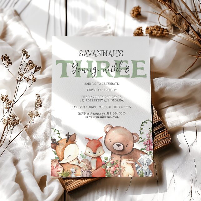 Sweet Woodland Animal Kindergeburtstag Party Einladung (Von Creator hochgeladen)