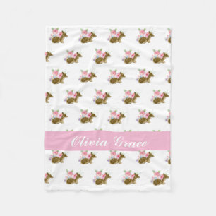 Sweet Woodland Animal Pink Wildblumen Kinderzimmer Fleecedecke