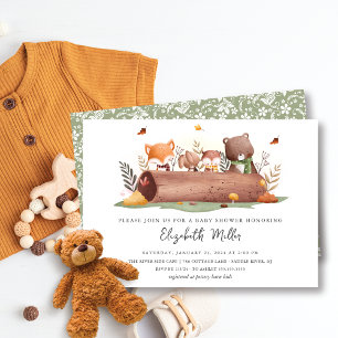 Sweet Woodland Animals Baby Dusche Einladung
