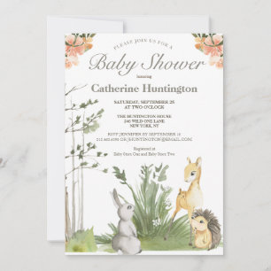 Sweet Woodland Animals Baby Shower Books Einladung
