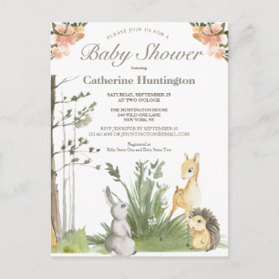 Sweet Woodland Animals Baby Shower Books Postkarte