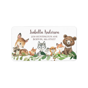 Sweet Woodland Animals Baby Showmarke Adressaufkleber
